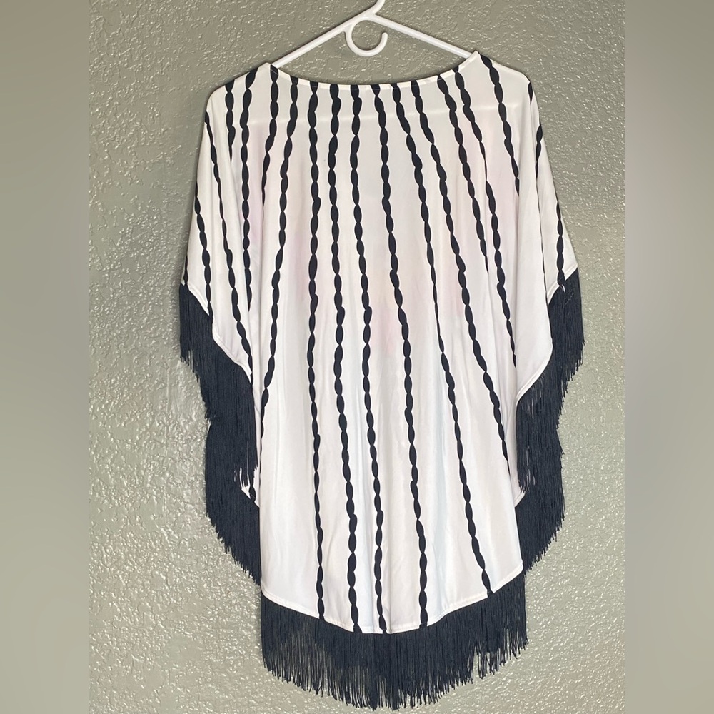 Trina Turk Boho Fringe Feather Tunic - Picture 5 of 6